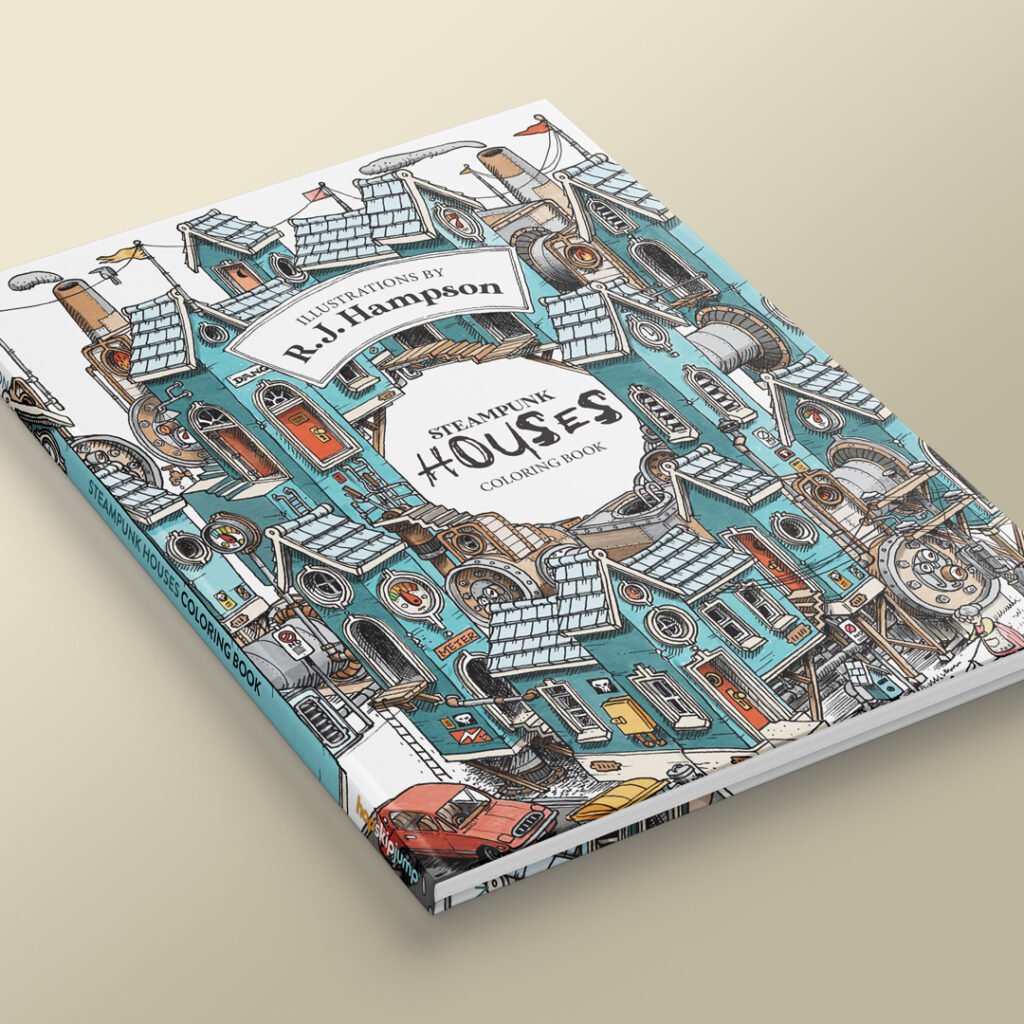 Steampunk House Coloring Book in Hardcover